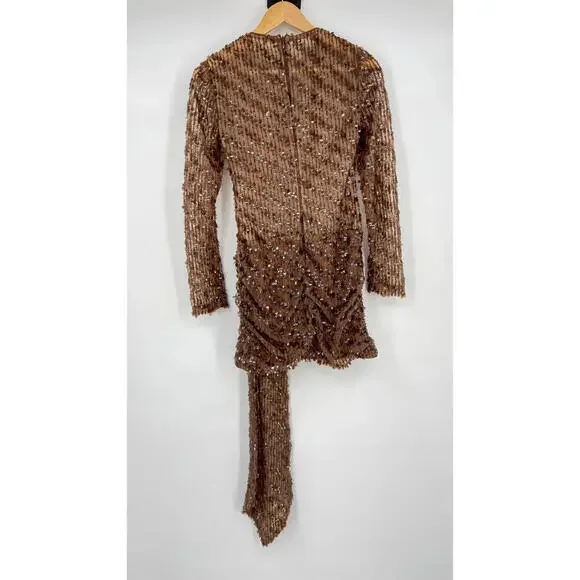 Camila Coelho | Cataleya Sequin Mini Dress in Caramel Brown size S NWT - Picture 6 of 14